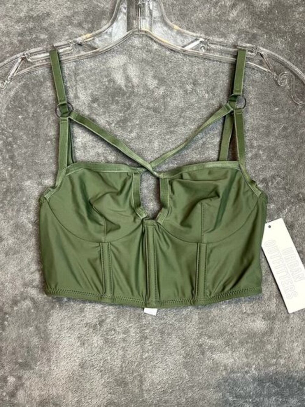 Urban Outfitters Out from Under Corset Top Womens S Olive Green Festival NWT